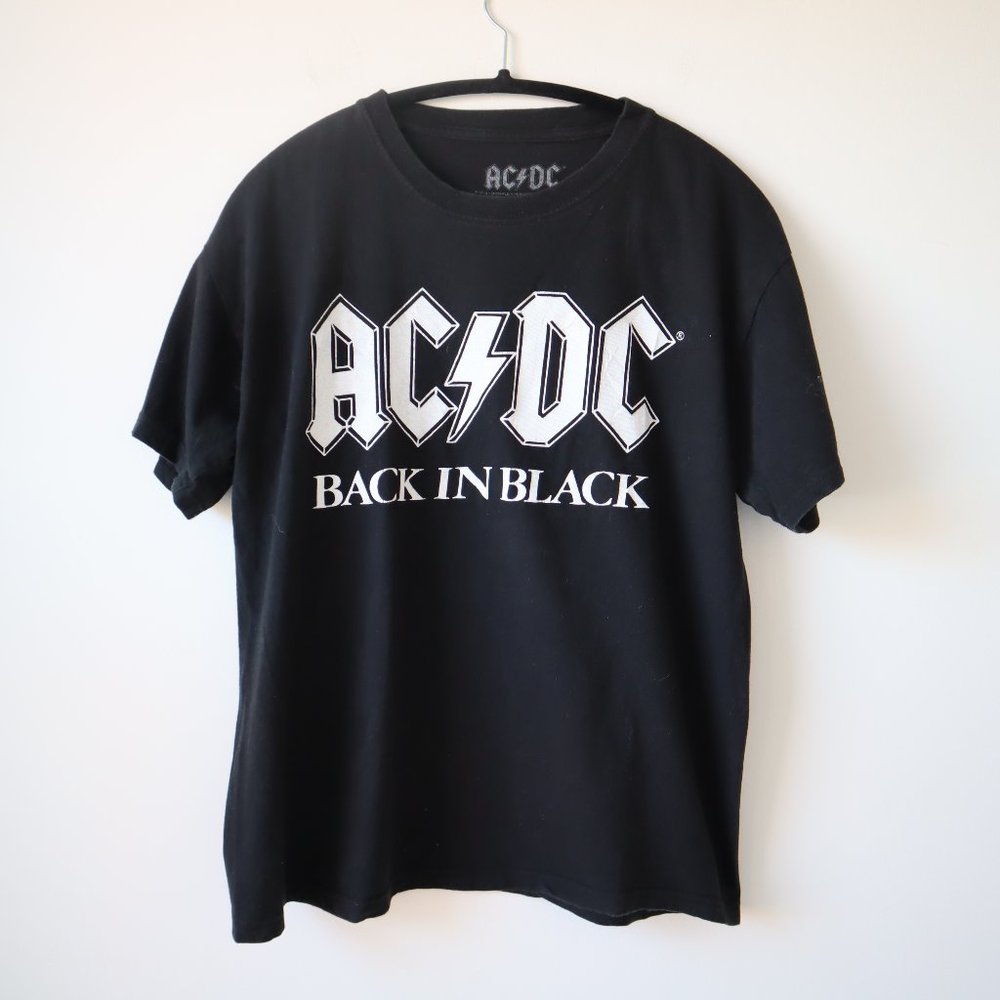 AC/DC Band Black T Shirt, Size Medium